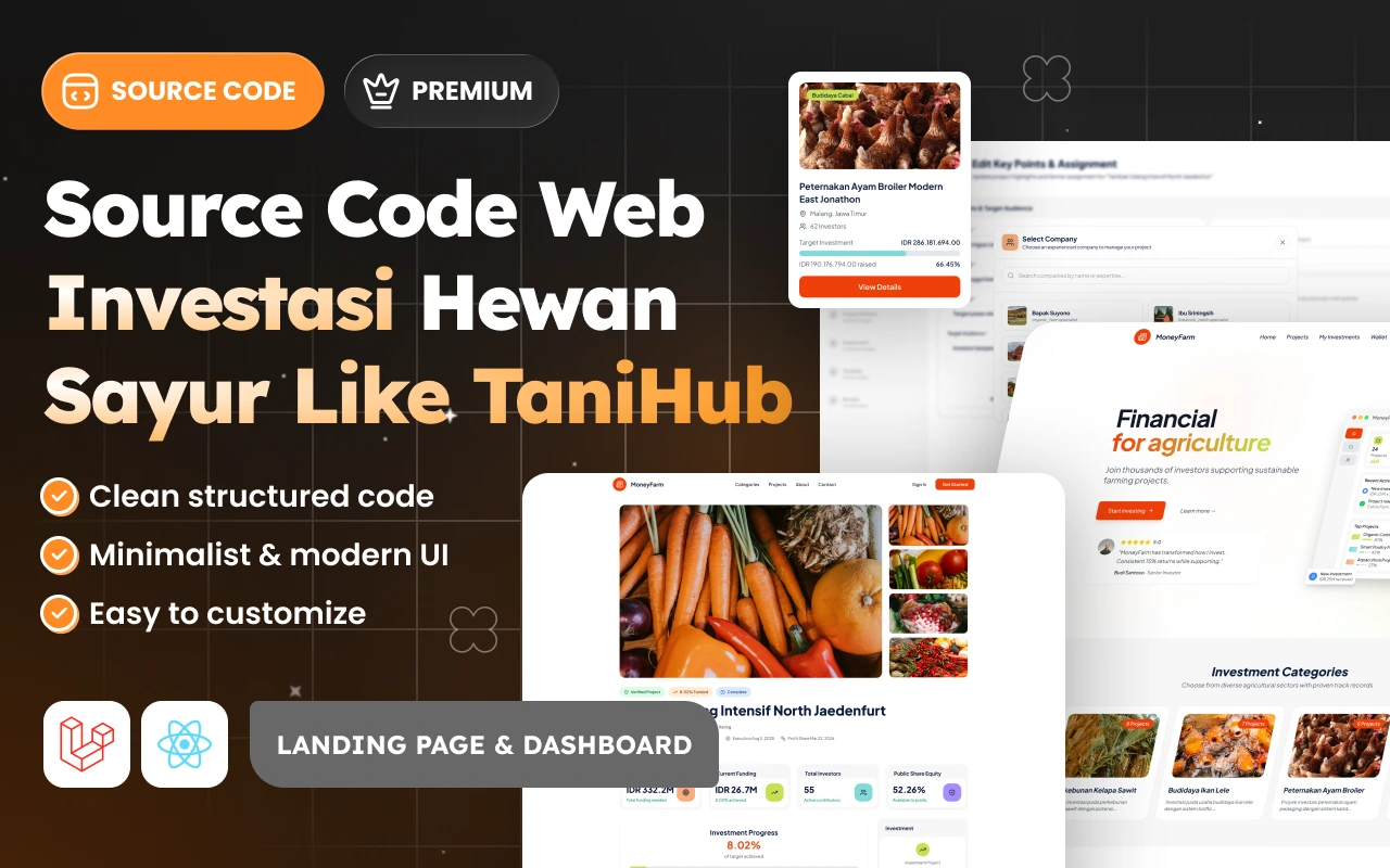 Laravel 12 React: Web Investasi Hewan Sayur Like TaniHub